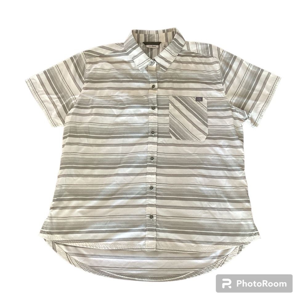 L.L Bean Women's‎ Beach Cruiser Summer Short Sleeve Striped Shirt Sz Small